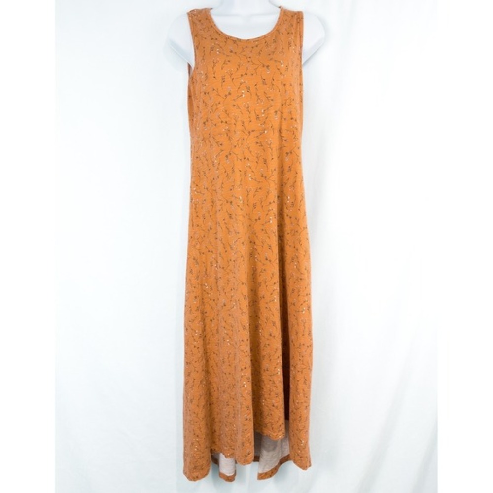 Duluth Trading Co To n Flow Maxi Dress XS Orange Floral Cottage‎ Granola Pockets